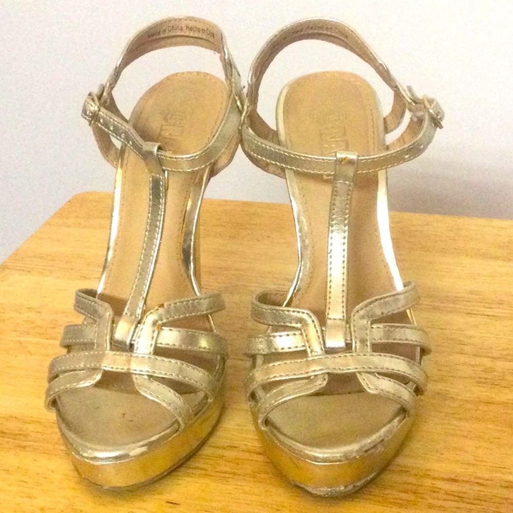 🌞 Brash 5” Stiletto strappy High Heels Gold Silver metallic open toe women 5